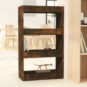 Versatile Smoked Oak Wooden Bookshelf Room Divider Storage Organizer Cabinet