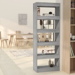 Versatile Grey Wooden Bookshelf Storage Organizer Room Divider Modern Design