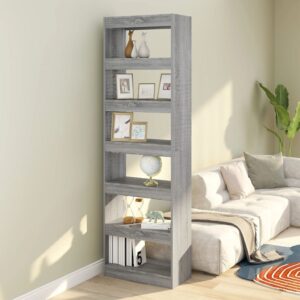 Versatile Grey Sonoma Wooden Bookshelf Storage Organizer Room Divider