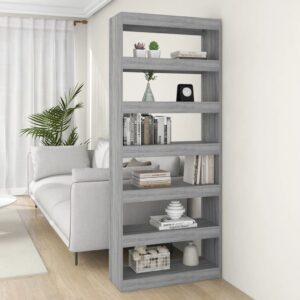 Versatile Grey Sonoma Engineered Wood Book Cabinet Room Divider Storage Shelf