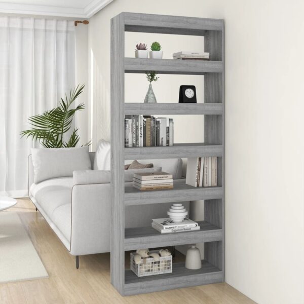 Versatile Grey Sonoma Engineered Wood Book Cabinet Room Divider Storage Shelf