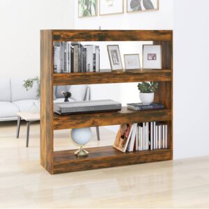 Stylish Smoked Oak Bookshelf Cabinet Versatile Room Divider Storage Organizer