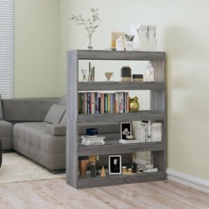 Versatile Grey Bookshelf Cabinet Room Divider Storage Organizer Easy Clean