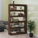 Versatile Wooden Bookshelf Room Divider Storage Organizer Classic Brown Oak