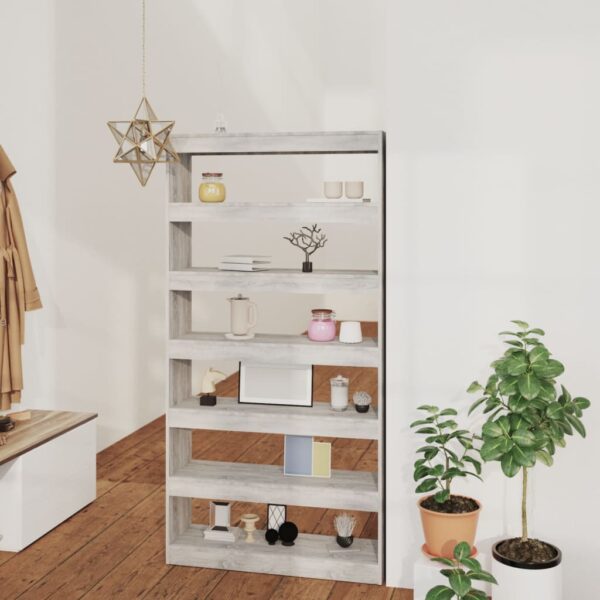 Versatile Grey Sonoma Engineered Wood Book Cabinet Room Divider with Ample Storage