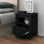 Bedside Cabinet Black 40x35x49 cm Solid Wood Pine