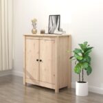 Rustic Solid Pine Wood Sideboard Storage Cabinet Ample Space Sturdy Top Chic