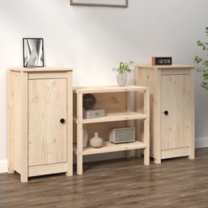 Solid Pine Wood Sideboards Set of 2 - Rustic Storage Cabinets with Ample Space