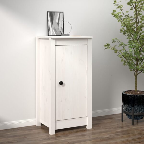 Chic White Solid Pine Wood Sideboard Storage Cabinet with Versatile Shelving