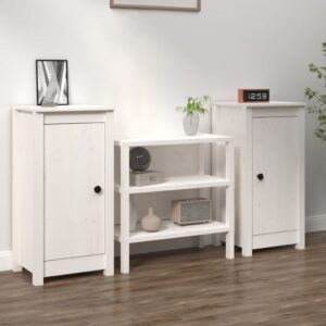 Solid Pine Wood Sideboards White - Rustic Storage Cabinets with Sturdy Top