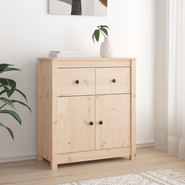 Rustic Solid Pine Wood Sideboard Storage Cabinet with Sturdy Top for Home