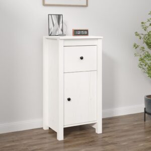 Solid Pine Wood Sideboard White Ample Storage Sturdy Top Versatile Cabinet