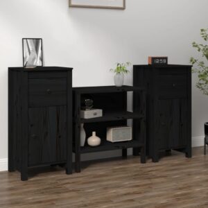 Solid Pine Wood Sideboards Black - Ample Storage Space  Sturdy Top  Versatile