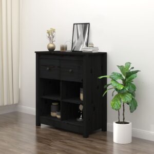 Sideboard Black 70x35x80 cm Solid Wood Pine