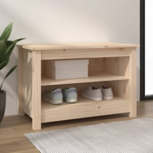 Solid Pine Wood Shoe Bench Stylish Storage Organizer with Shelves Home Decor