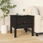 Chic Black Solid Pine Wood Side Table - Versatile Nightstand with Drawer