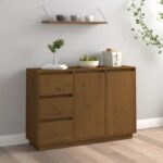 Sideboard Honey Brown 111x34x75 cm Solid Wood Pine