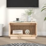 Rustic Solid Pine Wood TV Cabinet Stand Media Console with Storage Shelf