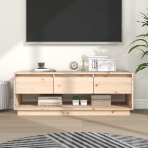 Rustic Solid Pine Wood TV Stand Cabinet with Drawers for Living Room Storage