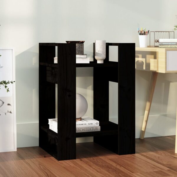 Solid Pine Wood Book Cabinet Classic Black Room Divider Storage Organizer Shelf