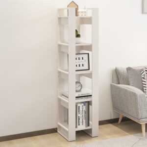 Solid Pine Wood White Book Cabinet Room Divider Storage Organizer Shelf