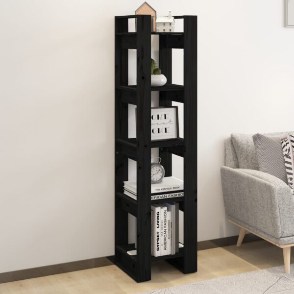 Book Cabinet/Room Divider Black 41x35x160 cm Solid Wood Pine