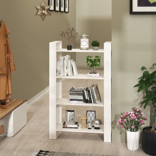 Solid Pine Wood Bookshelf Room Divider White Ample Storage Versatile Shelf