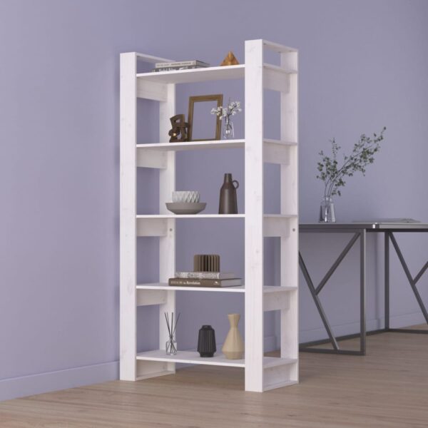 Book Cabinet/Room Divider White 80x35x160 cm Solid Wood