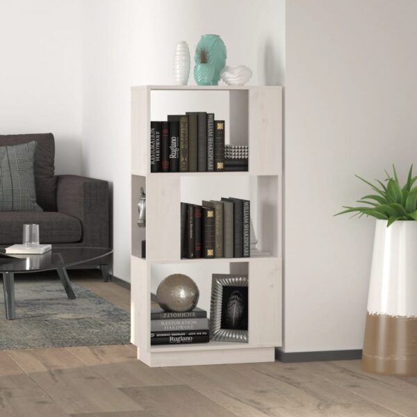 Solid Pine Wood Bookshelf Room Divider Storage Organizer White Home Decor