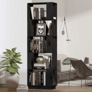 Book Cabinet/Room Divider Black 51x25x163.5 cm Solid Wood Pine