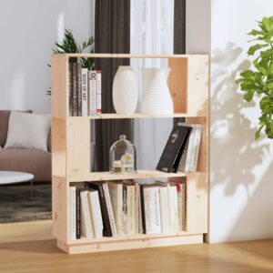 Solid Pine Wood Bookshelf Room Divider Decorative Storage Organizer Display