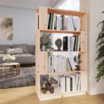 Solid Pine Wood Bookshelf Room Divider Storage Organizer Display Rack