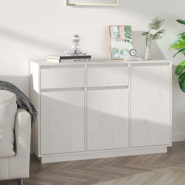 Sideboard White 110x34x75 cm Solid Wood Pine