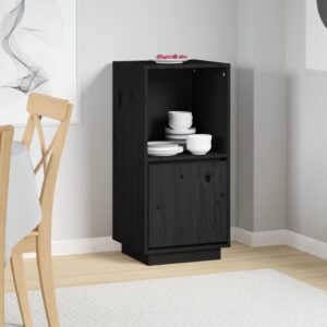 Elegant Black Sideboard Solid Pine Wood Storage Cabinet Modern Minimalist Design