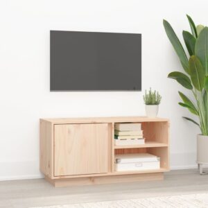 Solid Pine Wood TV Stand Cabinet Rustic Storage Organizer with Shelves