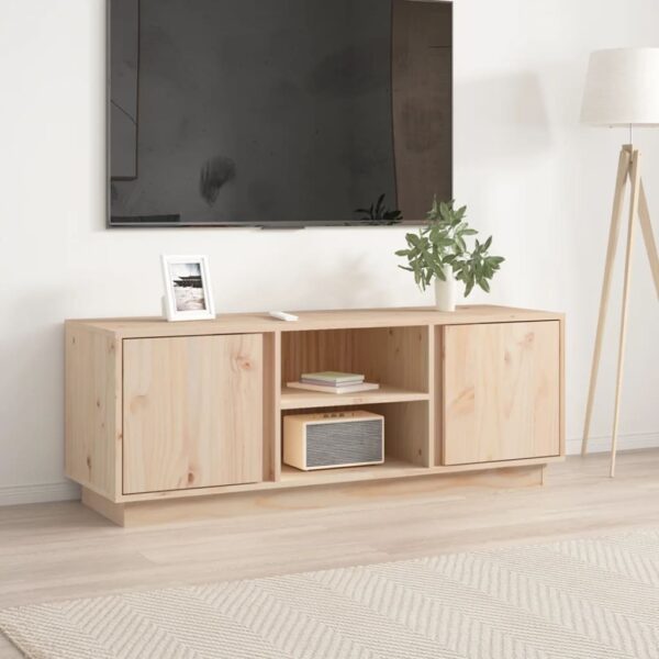 Solid Pine Wood TV Stand Cabinet Rustic Storage Console Media Unit with Shelves