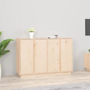 Rustic Solid Pine Wood Sideboard Storage Cabinet Ample Space Display Function