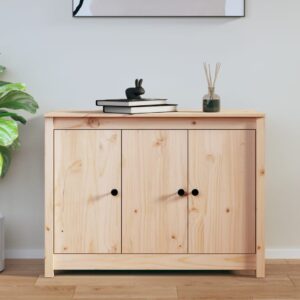 Rustic Solid Pine Wood Sideboard Storage Cabinet Ample Space Sturdy Top Chic