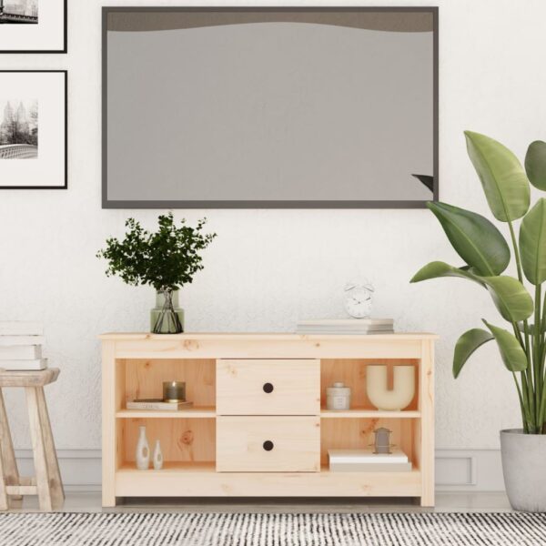 Solid Pine Wood TV Cabinet Stylish Storage Organizer with Drawers Shelves