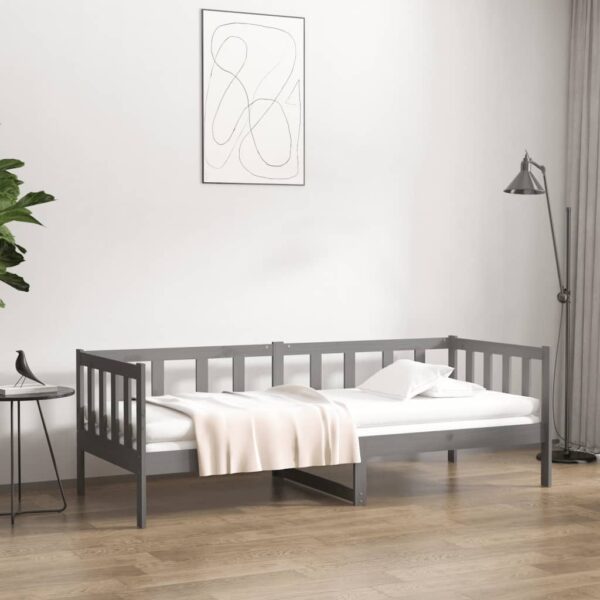 Day Bed Grey 92x187 cm Single Size Solid Wood Pine