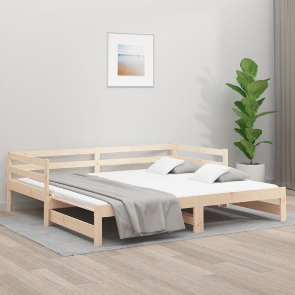 Pull-out Day Bed 2x(92x187) cm Single Size Solid Wood Pine