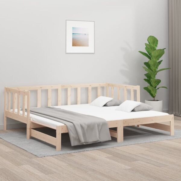 Pull-out Day Bed 2x(92x187) cm Single Size Solid Wood Pine