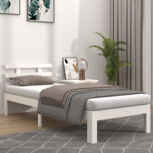 Bed Frame White Solid Wood 92x187 cm Single Size