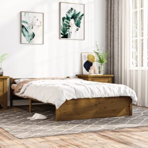 Bed Frame Honey Brown Solid Wood 137x187 cm Double Size