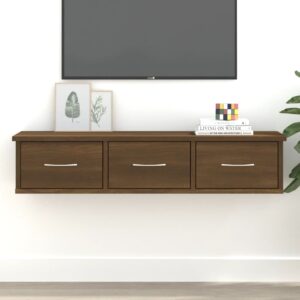 Chic Brown Oak Floating Wall Cabinet Engineered Wood Spacious Storage Drawers