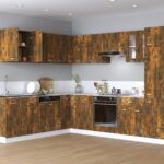 Chic Smoked Oak Wall Mounted Cabinet Spacious Storage Easy Clean Engineered Wood