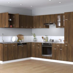 Chic Brown Oak Wall Mounted Cabinet Spacious Storage Easy Clean Engineered Wood