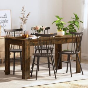 Stylish Smoked Oak Dining Table - Engineered Wood Sturdy Modern Kitchen Furniture