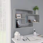 Chic Grey Sonoma Wall Shelf - Engineered Wood with 3 Compartments  Easy Clean