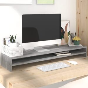 Engineered Wood Monitor Stand Grey Sonoma with Shelf for Desk Organization